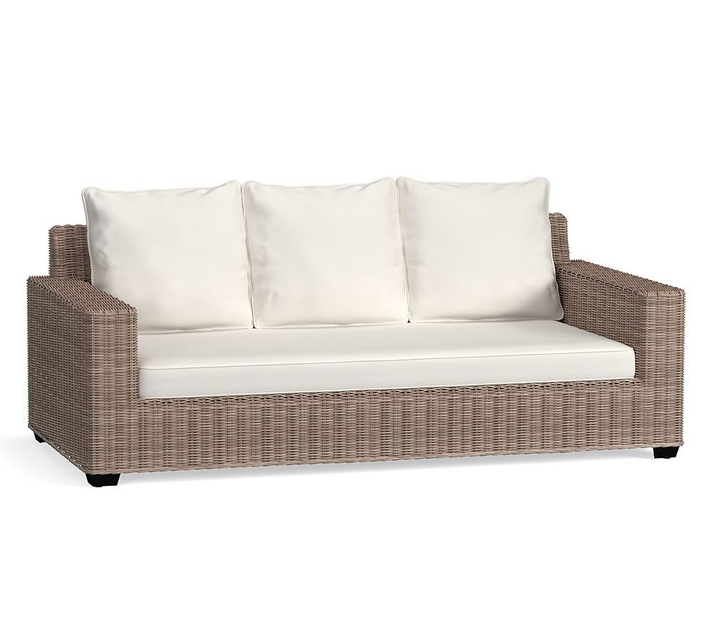 Torrey All-Weather Wicker Square Arm 112"" Grand Sofa with Cushion, Natural | Pottery Barn (US)