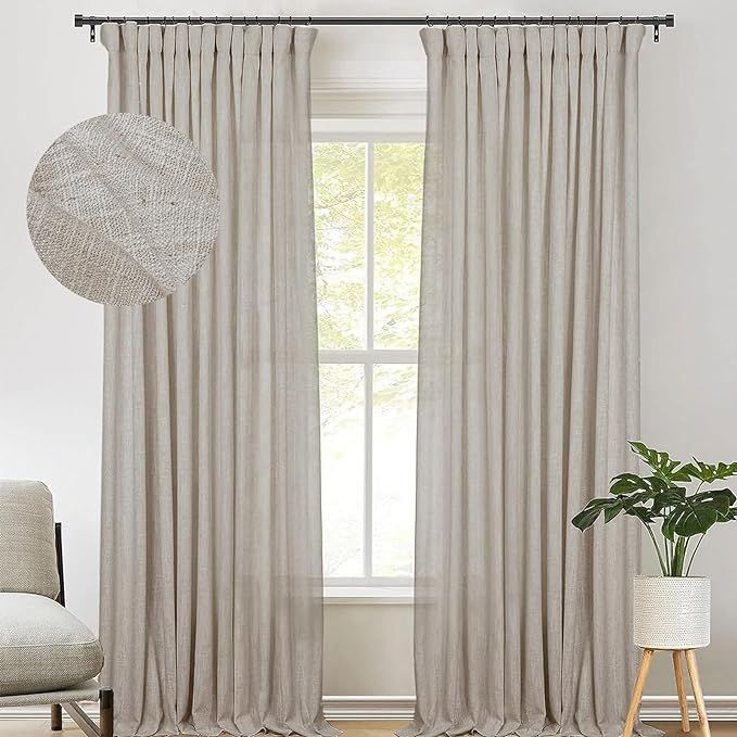 zeerobee Linen Curtains for Living Room/Bedroom Linen Curtains 96 Inches Long 2 Panels Set Textur... | Amazon (CA)