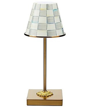 MacKenzie-Childs Check LED Rechargeable Cafe Table Lamp - Sterling | Dillard's