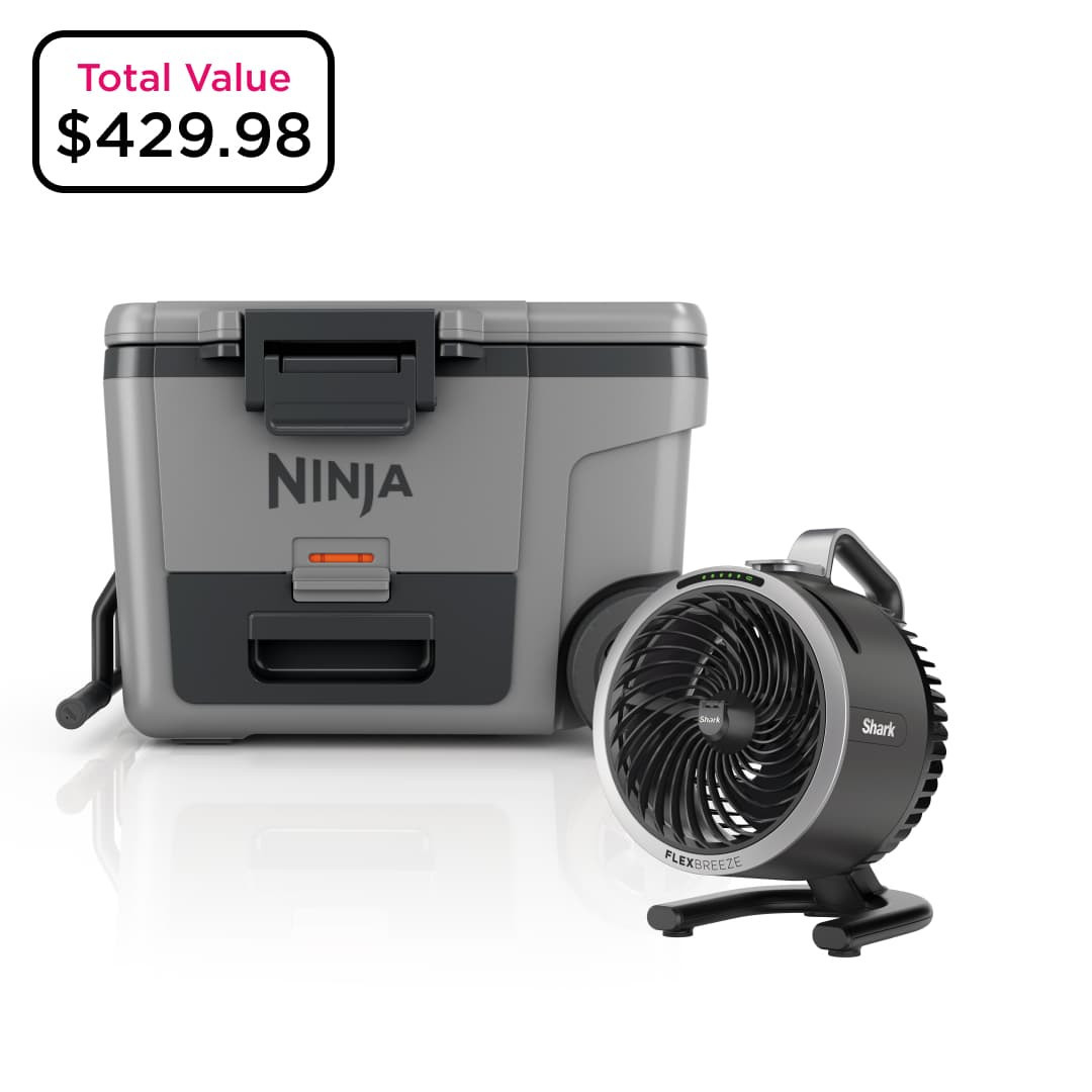 Ninja FrostVault™ 45qt Wheeled Cooler & Shark™ FlexBreeze™ Portable Fan Bundle (Gray) | Slate Gray | FB245GYF | Ninja Kitchen