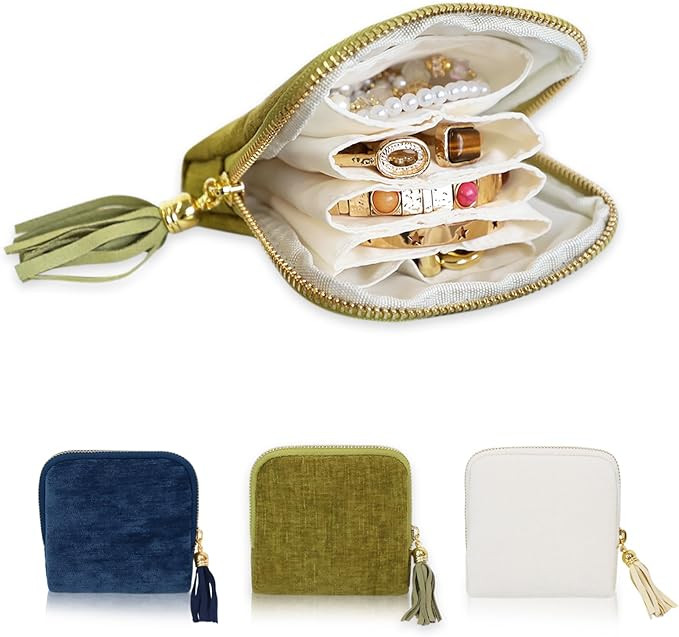 Travel Jewelry Case Organizer for Women Wedding Gifts Portable Velvet Pouches for Travel Essentia... | Amazon (US)