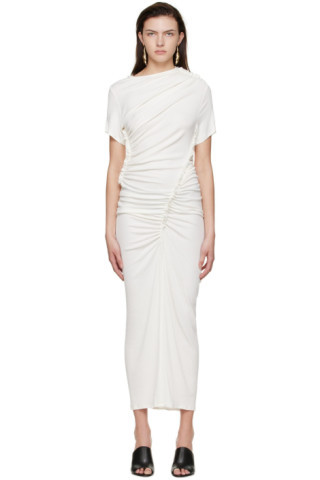 White Viscose Midi Dress | SSENSE