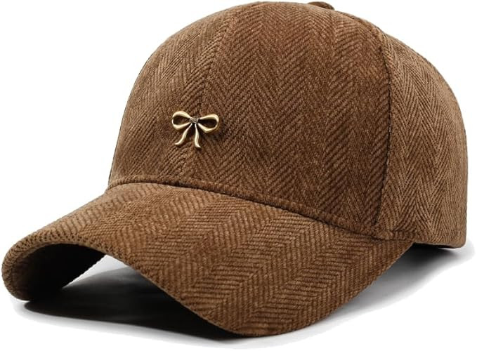 Molodo Corduroy Baseball Cap for Women Chic Bow Tie Headwear Trucker Hats Outdoor | Amazon (US)