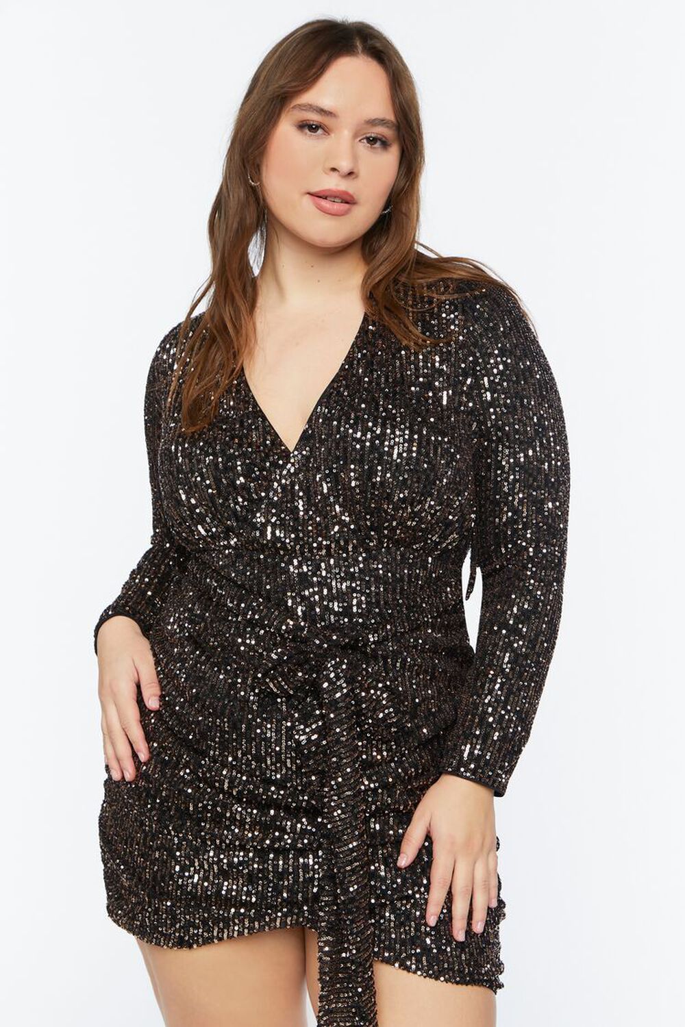 Plus Size Sequin Surplice Mini Dress | Forever 21 (US)