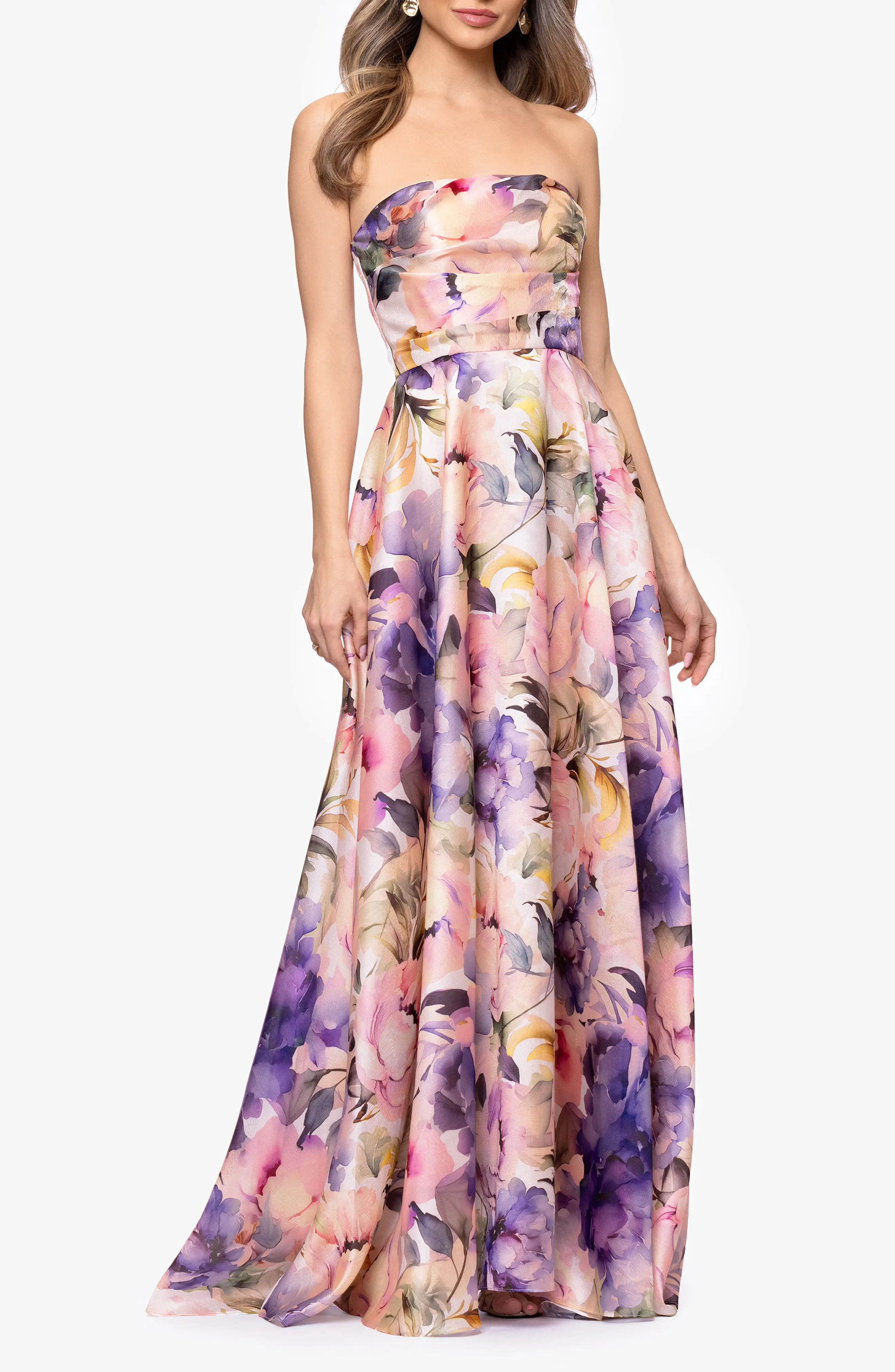 Floral Strapless Organza Gown (Women) | Nordstrom | Nordstrom