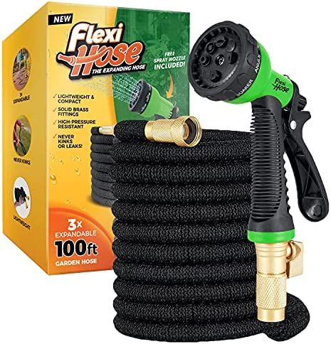 Flexi Hose with 8 Function Nozzle, Lightweight Expandable Garden Hose, No-Kink Flexibility, 3/4 I... | Amazon (US)