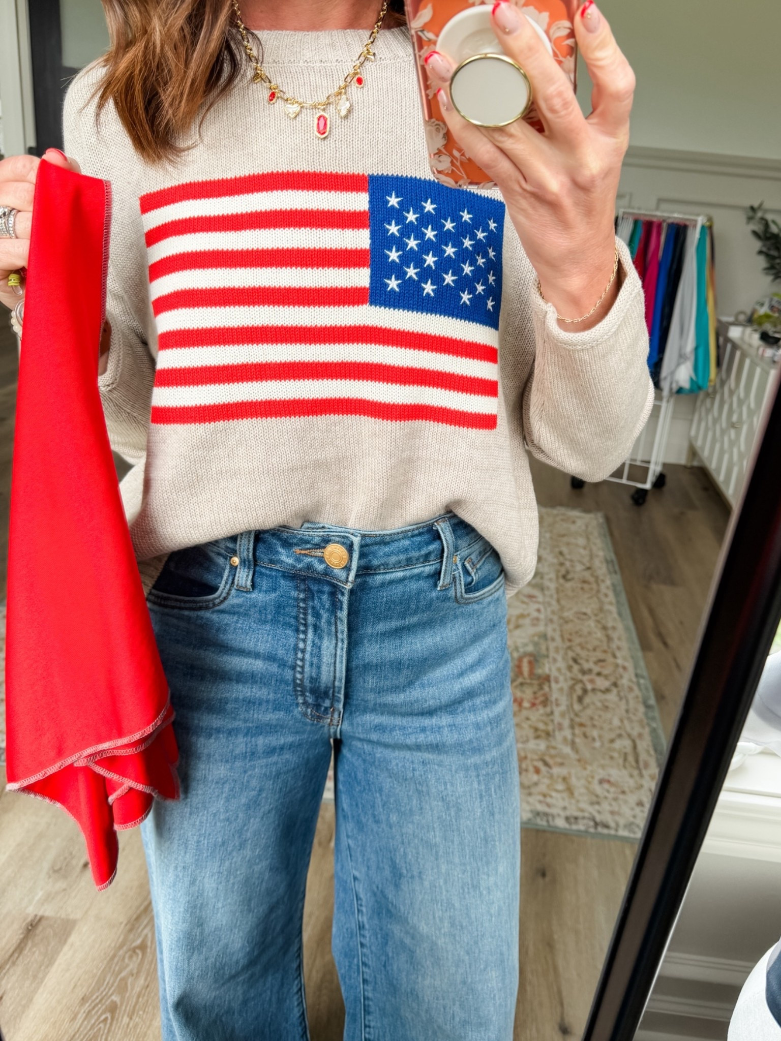 American Flag Sweater 
Size XS
Oversized Fit

#LTKSeasonal