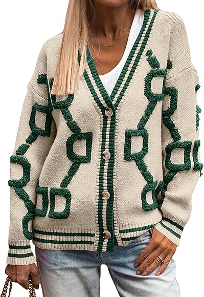 PRETTYGARDEN Women's Fall Chunky Knit Cardigan Sweaters Casual Open Front Button Up Winter Coats ... | Amazon (US)