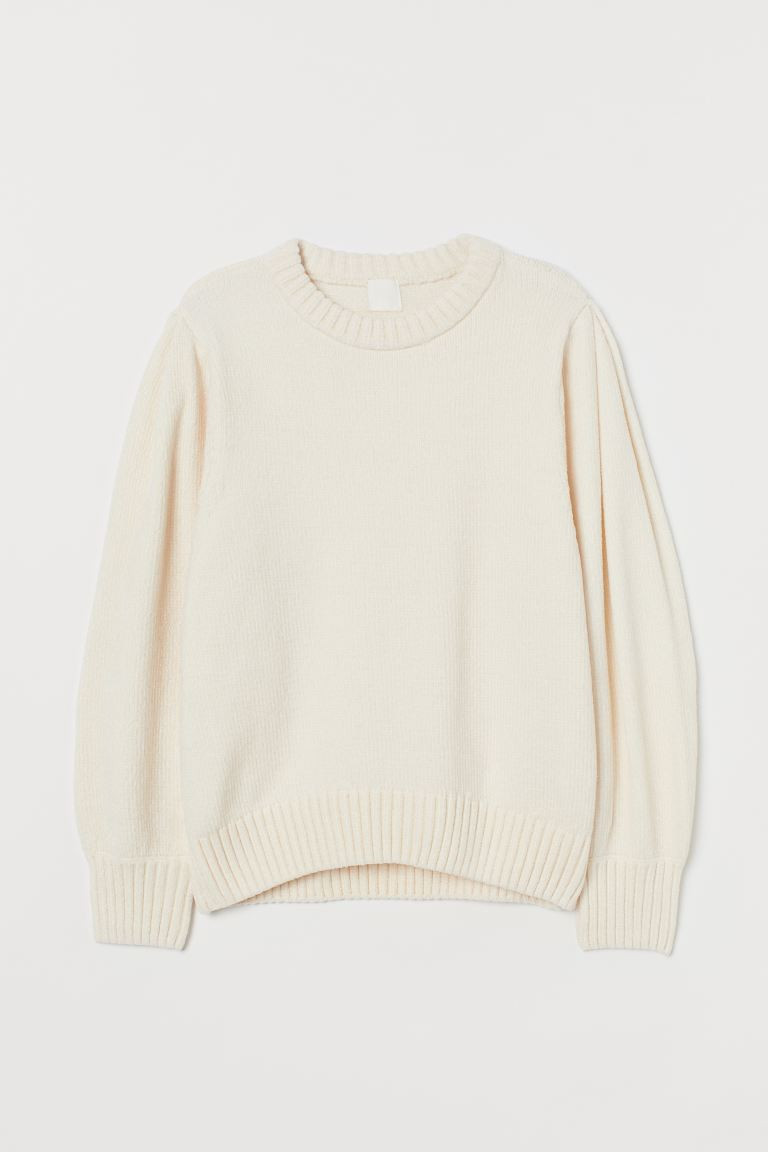 Chenille trui met pofmouwen | H&M (DE, AT, CH, NL, FI)