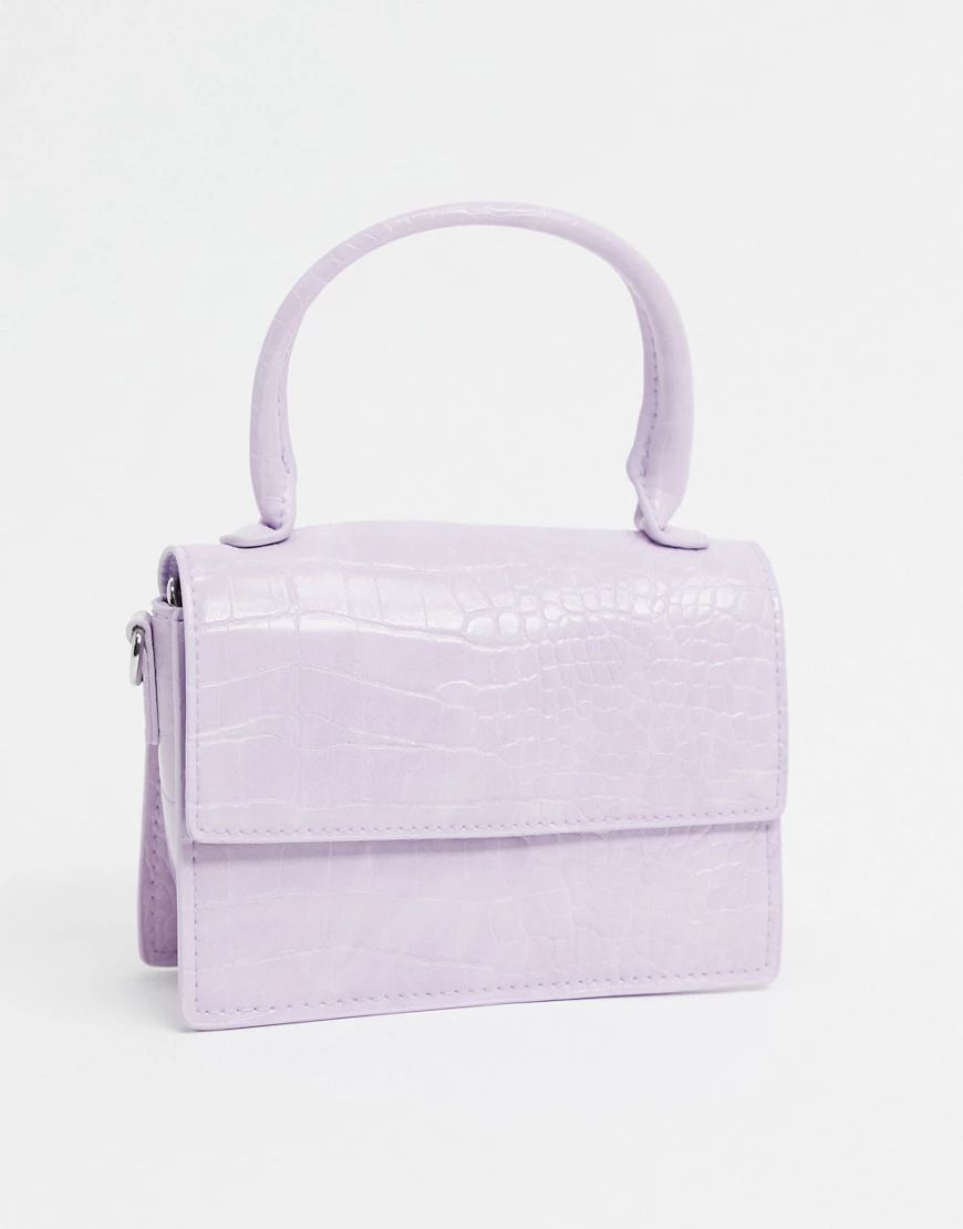 Monki Shirin faux croc print handbag in lilac-Purple | ASOS (Global)