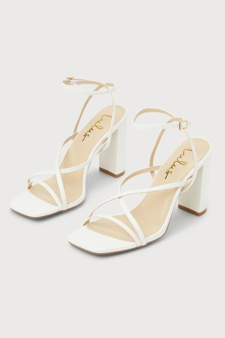 Makennaa White Strappy High Heel Ankle Strap Sandals | Lulus