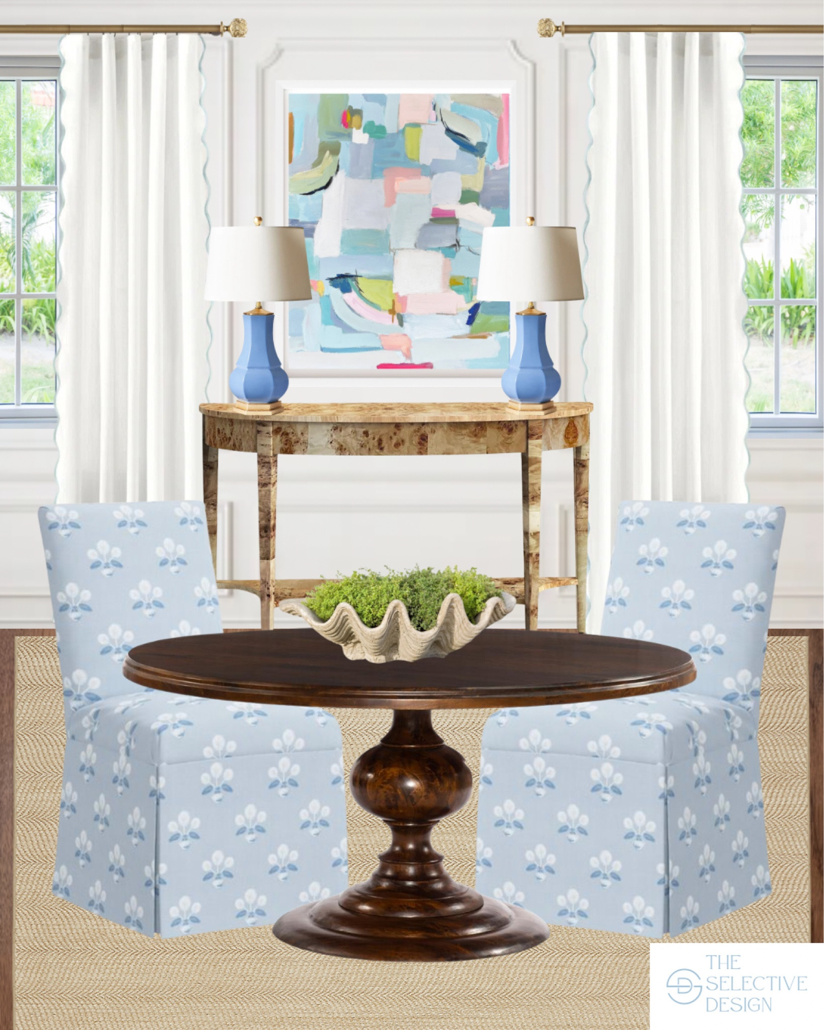 A classic and colorful breakfast nook 😍

Breakfast nook, dining room, kitchen table, abstract wall art, colorful wall art, scalloped curtains, traditional dining room table, floral dining chair, upholstered dining chair, side chair, French blue lamp, burl wood table, jute rug, classic home decor, southern home decor, Grandmillennial home decor, classic kitchen, Grandmillennial kitchen, kitchen decor, kitchen design, dining room decor, dining room design, traditional southern dining room, traditional southern kitchen, kitchen decor, dining room decor, dining room ideas, kitchen nook ideas 

#LTKhome

#LTKStyleTip #LTKHome #LTKSaleAlert