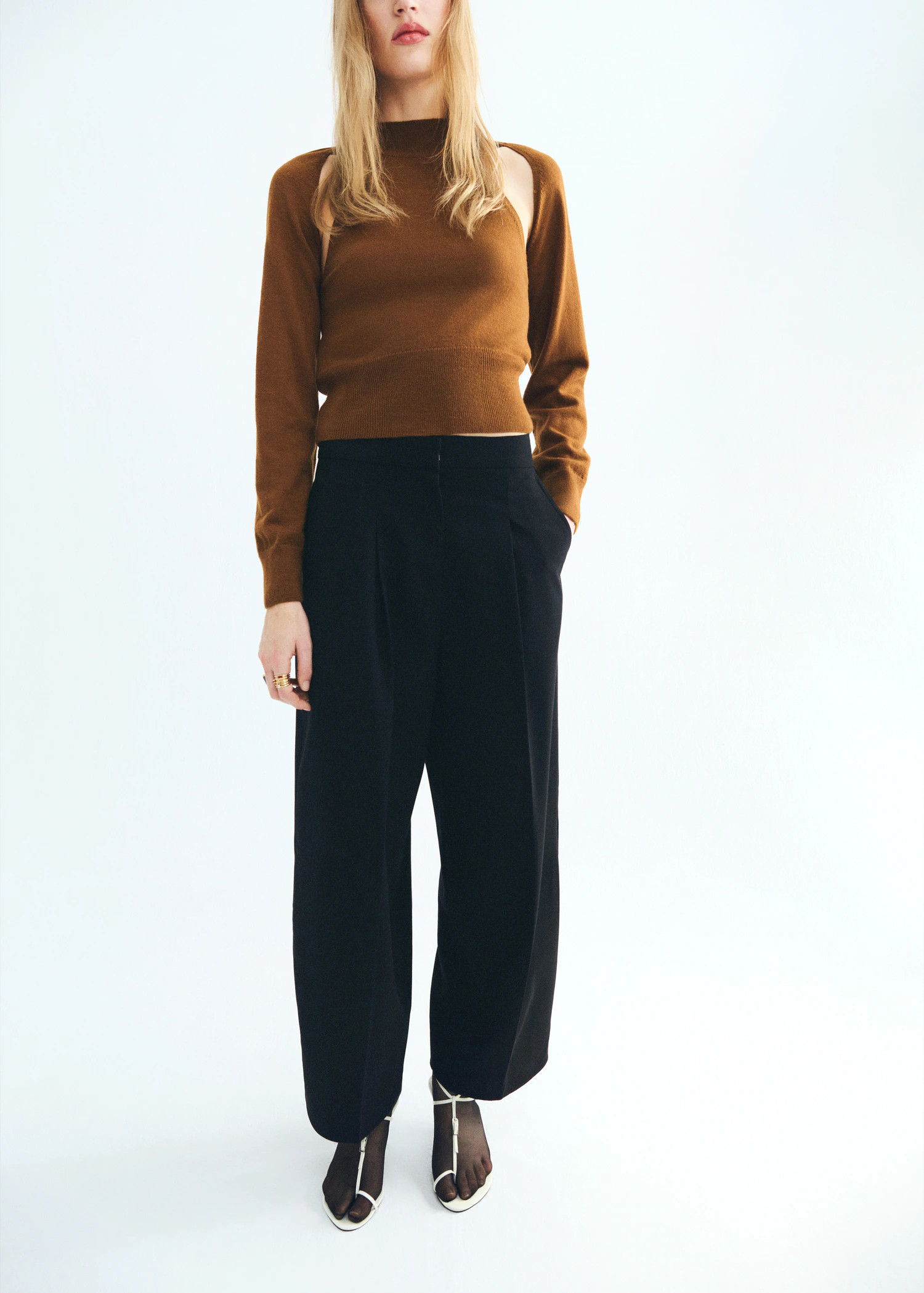 Sweater with cardigan-style detailing - Women | MANGO United Kingdom | MANGO (UK)