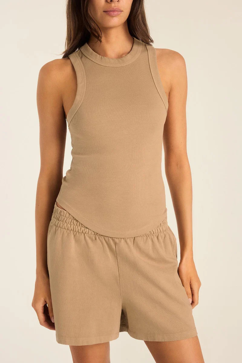 Daybreak Essential Tank - Latte Cotton Rib | Vitamin A