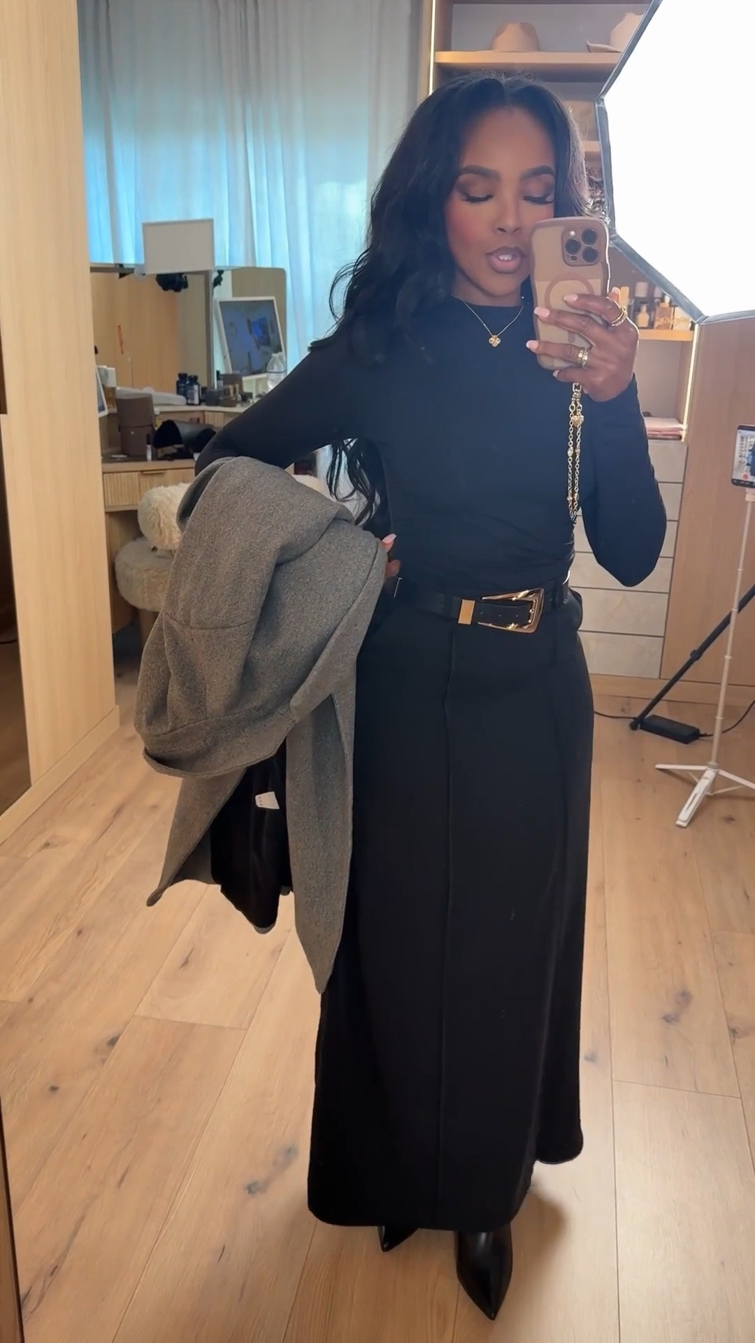 ✨ Effortlessly polished with a modern edge.
A sleek black base instantly elevates with wide-leg trousers, a fitted long sleeve top, and a structured belt for definition. Finished with a gray coat for that clean, chic layering moment that works day to night.

Perfect for workdays, dinner plans, city errands, or casual evenings out.

📏 Sizing: Top (Small) • Pants (27 Long) • Coat (Small) • Boots (TTS)  
Measurements: 5’4” · 138 lbs · 34D · 27” waist · 40” hips

Tap to get details and shop this timeless look.

black wide leg pants outfit, elevated neutral outfit, chic everyday style, modern workwear outfit, minimalist fall fashion, effortless layered look.

Follow me on Instagram and YouTube @kirasfashionfinds



#LTKootd #LTKgrwm