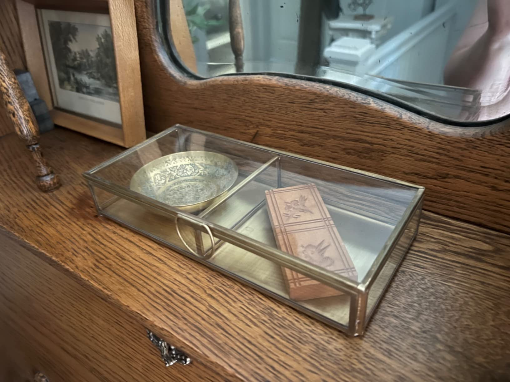 Creative Co-Op Brass & Glass Display Storage Box, Brass | Amazon (US)