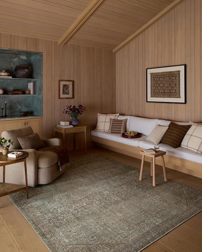 Loloi Amber Lewis Cambria Collection CBR-05 Aqua/Natural 6'-0" x 9'-0" Area Rug Jute, Neutral, Vi... | Amazon (US)