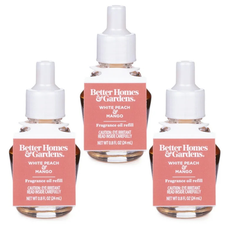 White Peach Mango Fragrance Oil Refill, Better Homes & Gardens, 24 ml, 3-Pack | Walmart (US)