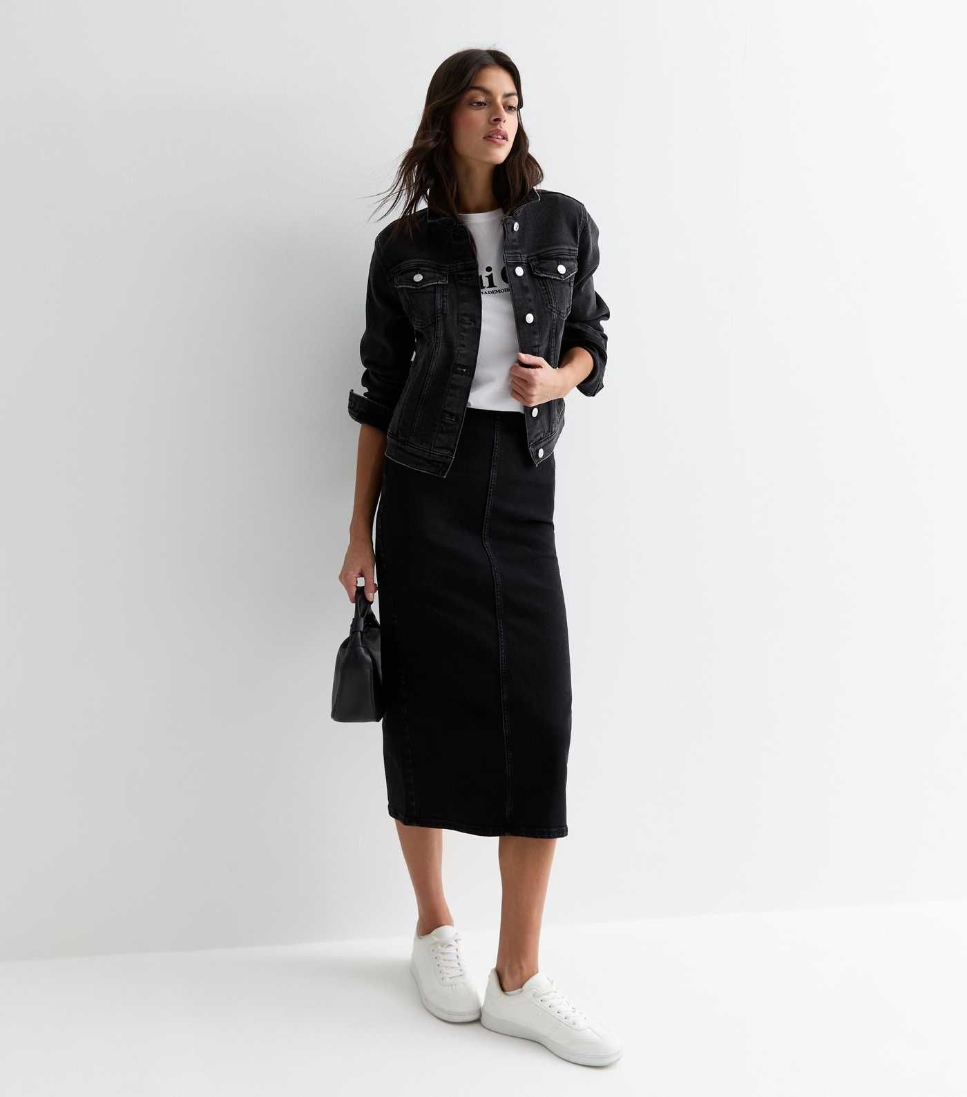 Black Denim Midi Tube Skirt | New Look | New Look (UK)
