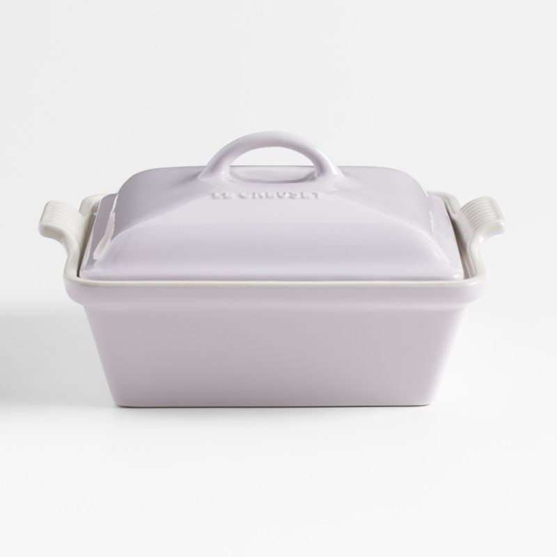 Le Creuset Heritage Shallot Covered Square Casserole + Reviews | Crate & Barrel | Crate & Barrel