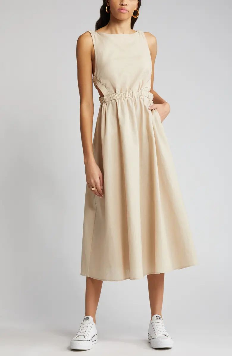 Open Back Linen & Cotton Apron Dress | Nordstrom