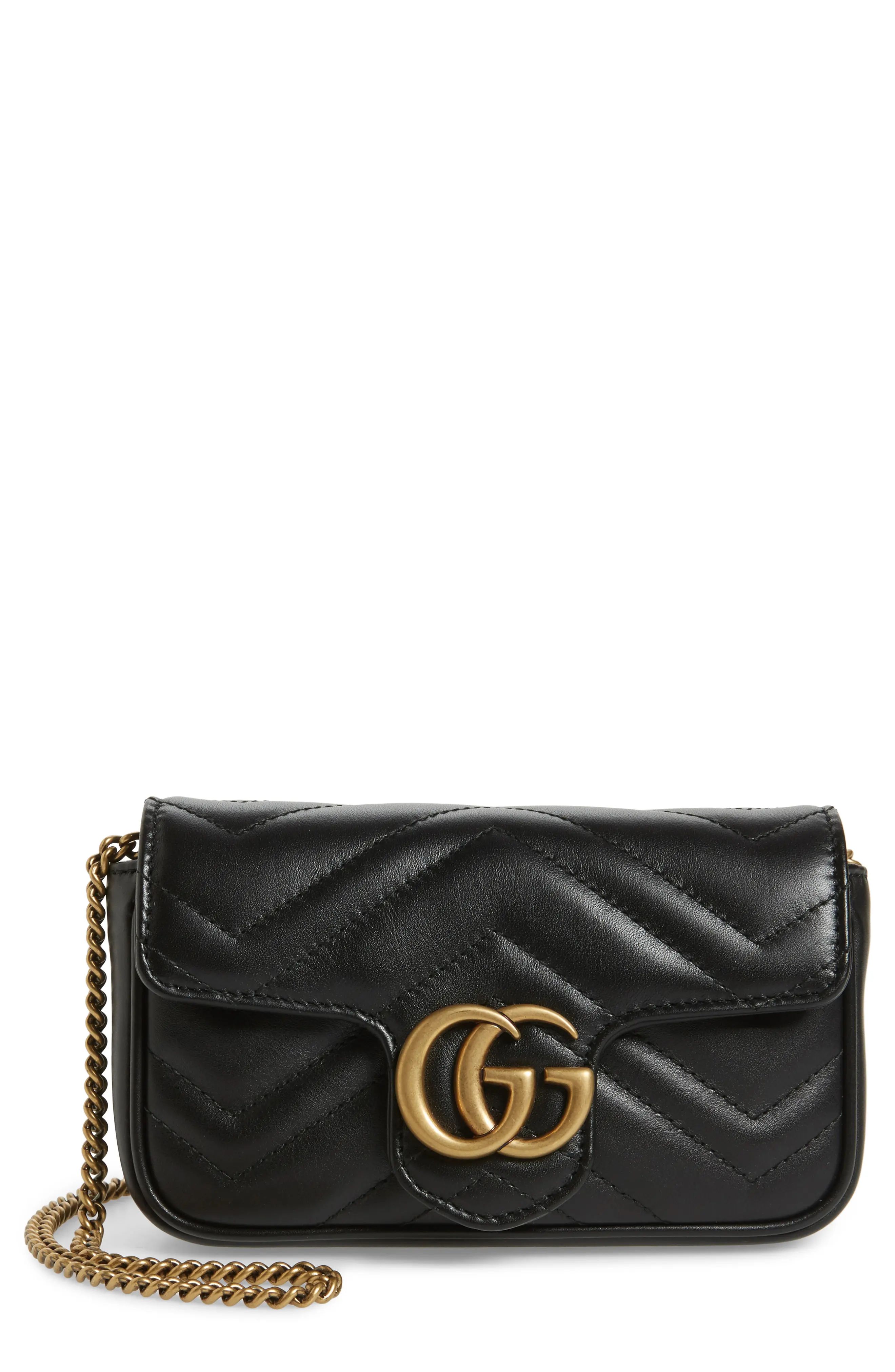 Gucci Supermini Gg Marmont 2.0 Matelasse Leather Shoulder Bag - Black | Nordstrom