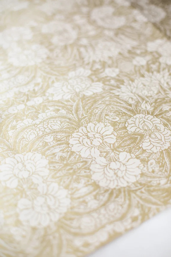 Metallic Gold + Natural Garden Handmade Wrapping Paper Sheets w/ Deckled Edges • 2 sheets | Etsy (US)