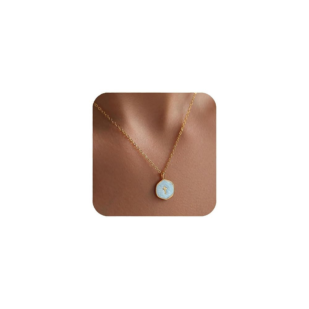 Small Cross Necklace for Women, Dainty 14K Gold Plated Cross Pendant Necklace, Everyday Simple Cr... | Amazon (US)