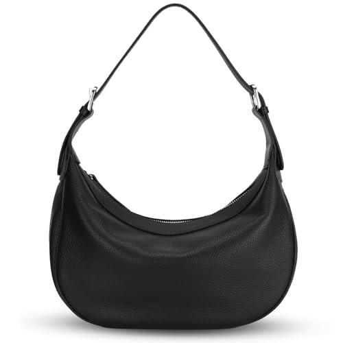 Hobo Bags for Women Small Genuine Leather Crossbody Bag Black Crescent Purse,Trendy Design | Amazon (US)