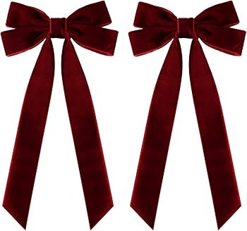 2PCS Velvet Hair Bows Red Hair Ribbon Clips Big Fall Alligator Clips Hair Accessories for Women G... | Amazon (US)