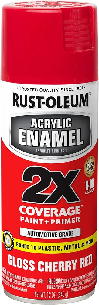 Rust-Oleum 271920 Acrylic Enamel 2X Spray Paint, 12 oz, Gloss Cherry Red | Amazon (US)