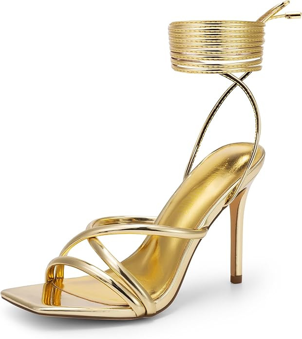DREAM PAIRS Heels for Women Strappy High Stiletto Lace Up Heeled Sandals Square Open Toe Heels fo... | Amazon (US)