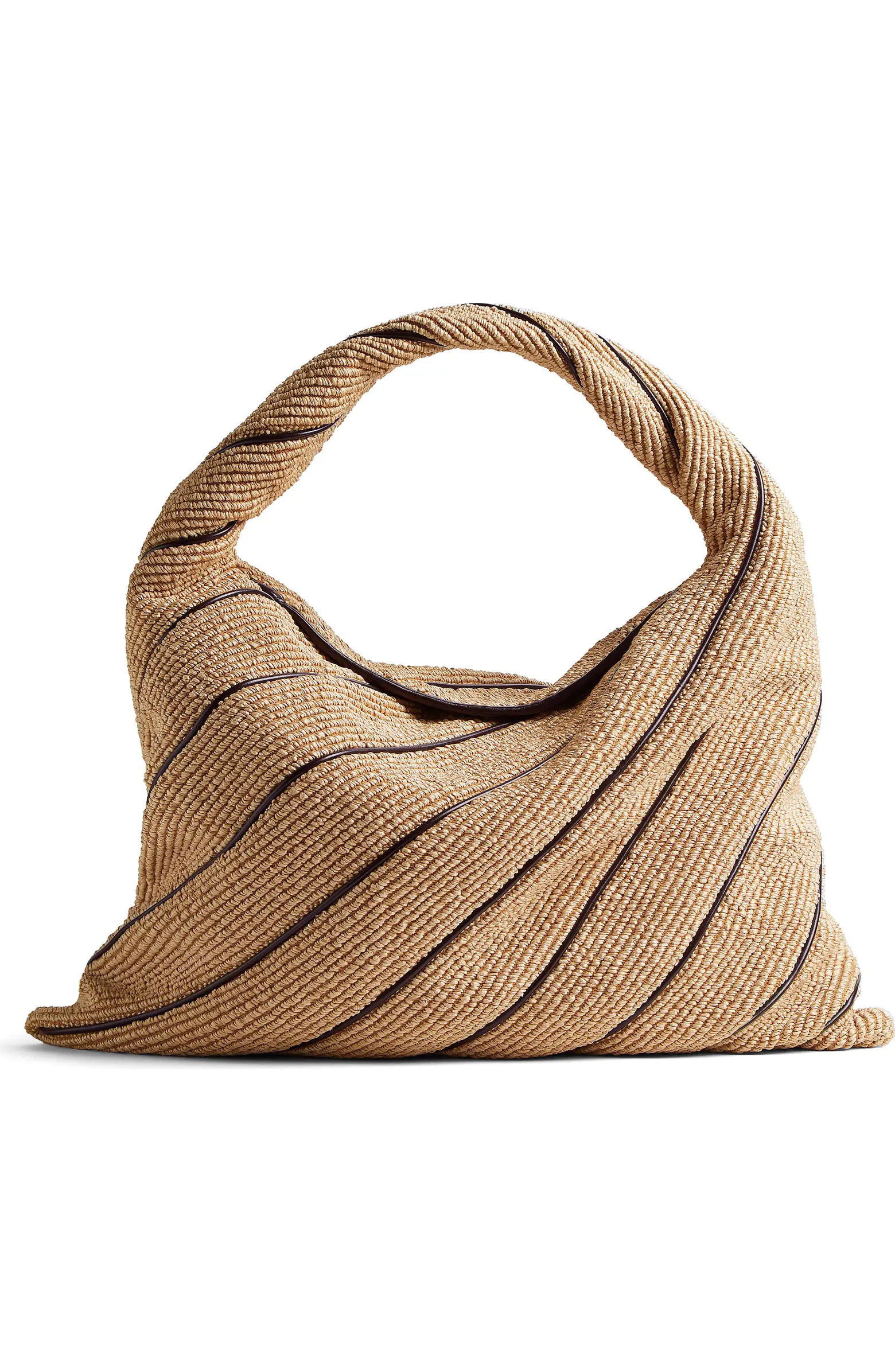 Large Hop Stripe Raffia Hobo Bag | Nordstrom