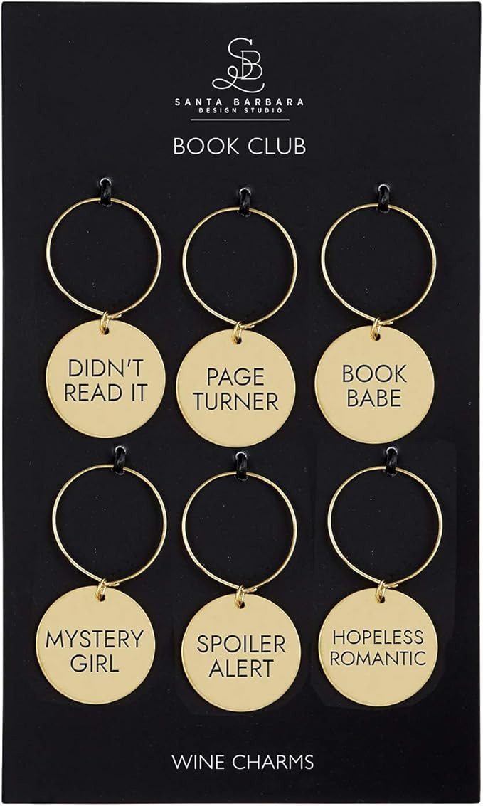 Santa Barbara Design Studio Zinc Alloy Wine Charms, Set of 6, Book Club | Amazon (US)