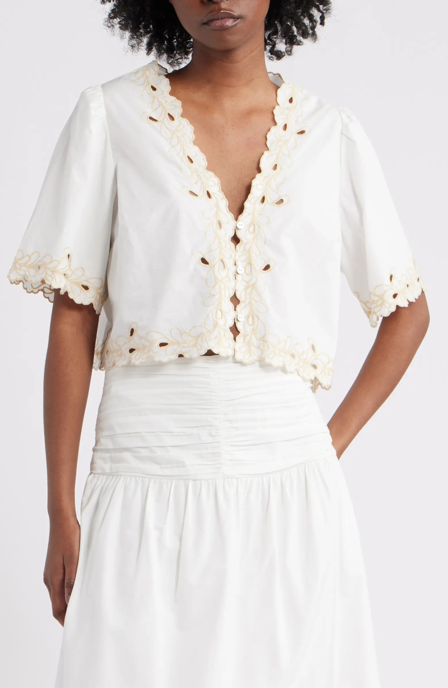 Rails Cataluna Embroidered Cotton Poplin Crop Top | Nordstrom | Nordstrom