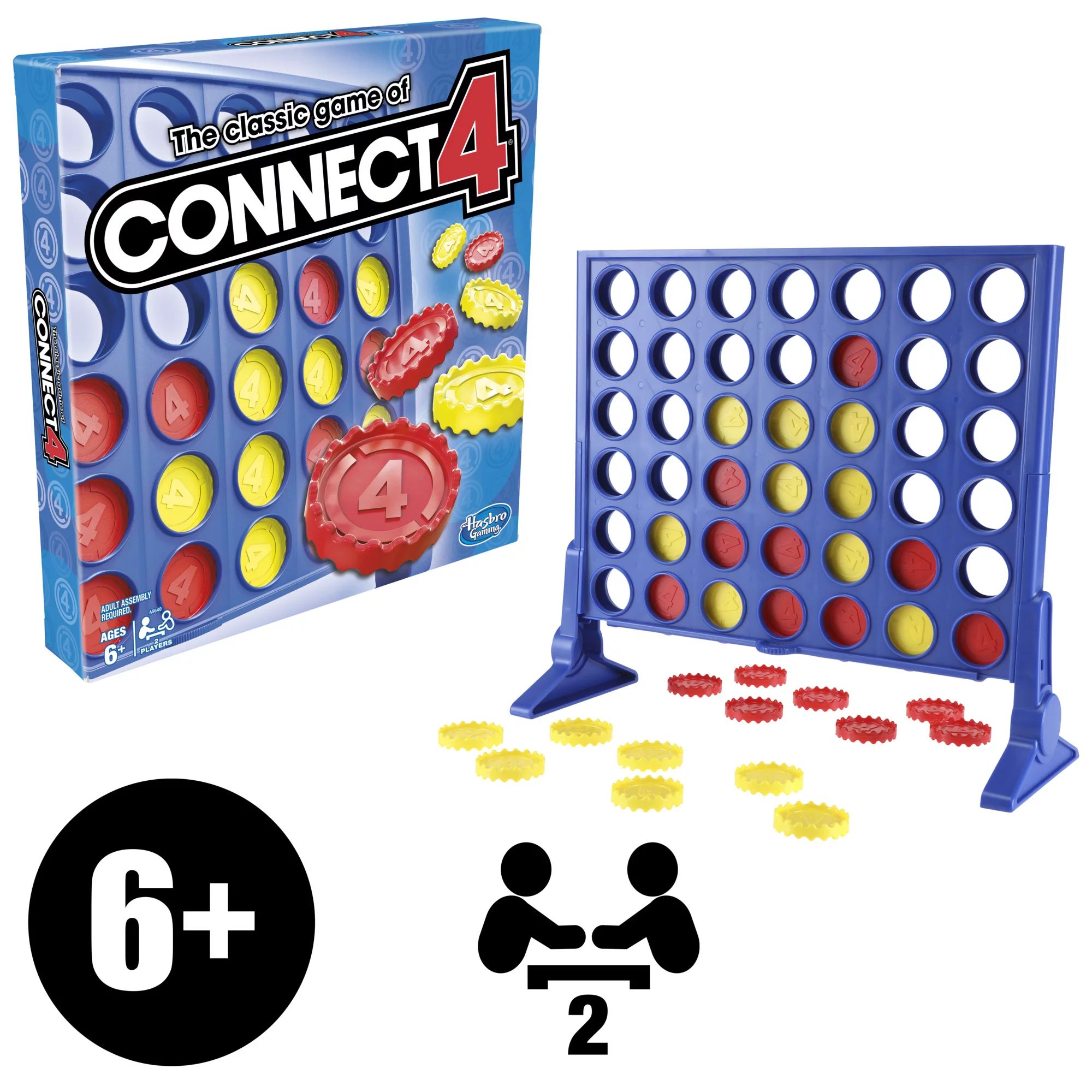 Connect 4 Classic Grid Board Game, 4 in a Row Game for Kids, 2 Player Strategy Board Games, Ages ... | Walmart (US)
