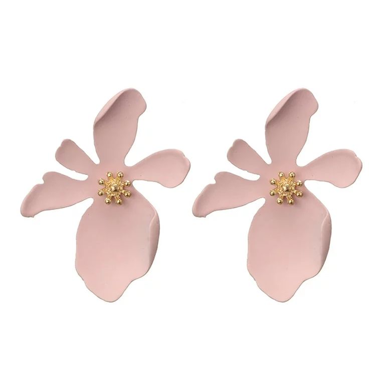 Women Long Three-dimensional Flower Petals Earrings Fashion Big Flower Earrings | Walmart (US)