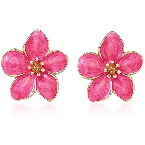 Pink Flower Earrings for Women Boho Floral Dangle Earrings Hibiscus Petal Drop Earring Luau Beach Party Vacation Hawaiian Style Accessories Jewelry ﻿ (hot pink flower) | Amazon (US)