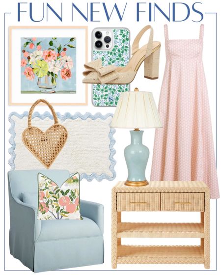 Grandmillennial home decor classic home finds wavy bathmat peach wedding guest dress woven nightstand floral framed artwork bow shoes classic style lamp blue and pink DSW shoes Hill House Home dress Anthropologie Simplified by Emily Ley 

#LTKStyleTip #LTKHome