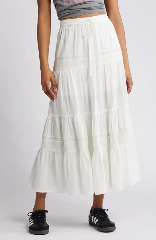 BP. Tiered Cotton Maxi Skirt in Ivory at Nordstrom, Size Large | Nordstrom
