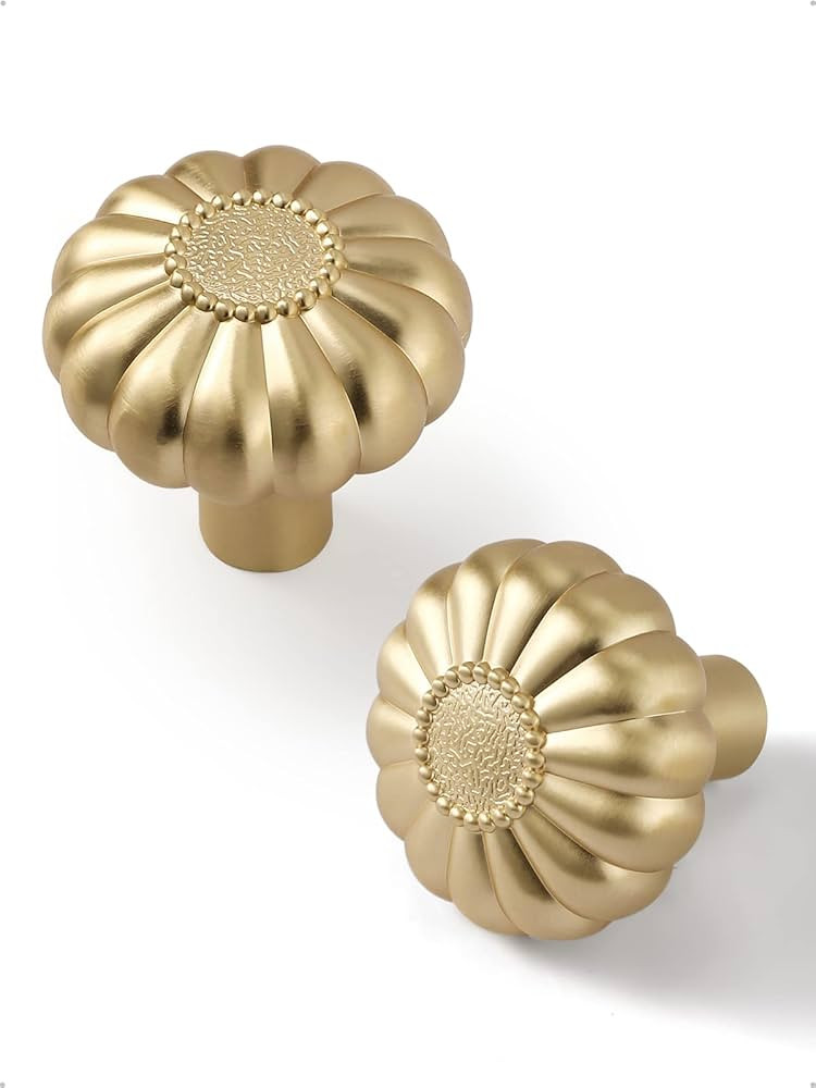 JIASENBAO Brushed Gold Cabinet Knobs 2 Pack Brass Drawer Pulls Kitchen Cupboard Bathroom Dresser ... | Amazon (US)