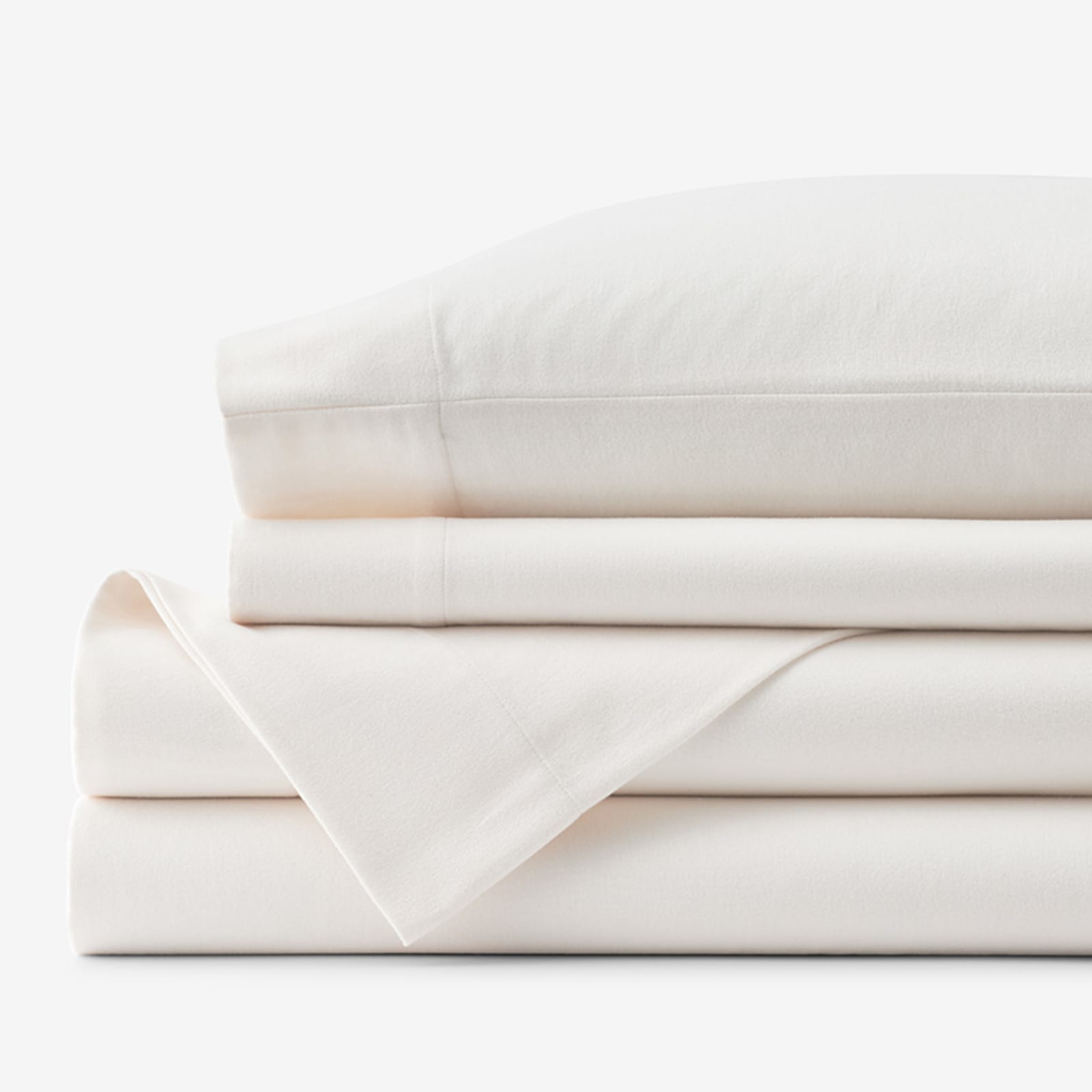 Premium Ultra-Cozy Cotton Flannel Bed Sheet Set - Cream, Full | The Company Store