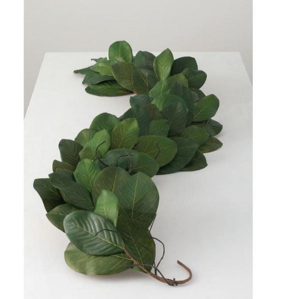 Sullivans Artificial Magnolia Leaf Garland 6' Green | Target