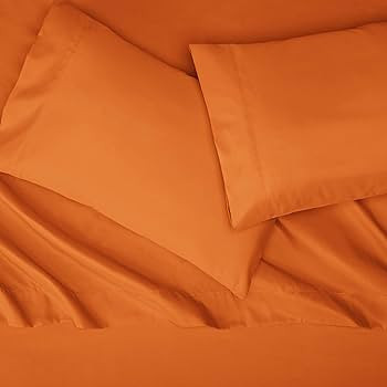 Amazon Basics Kid's Sheet Set - Soft, Easy-Wash Lightweight Microfiber -4 pcs, Full, Bright Orang... | Amazon (US)
