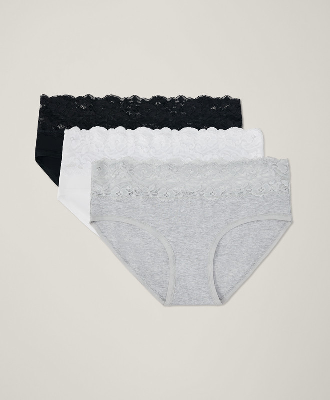 Women’s Lace Waist Brief 3-pack made with Organic Cotton | Pact | Pact Apparel