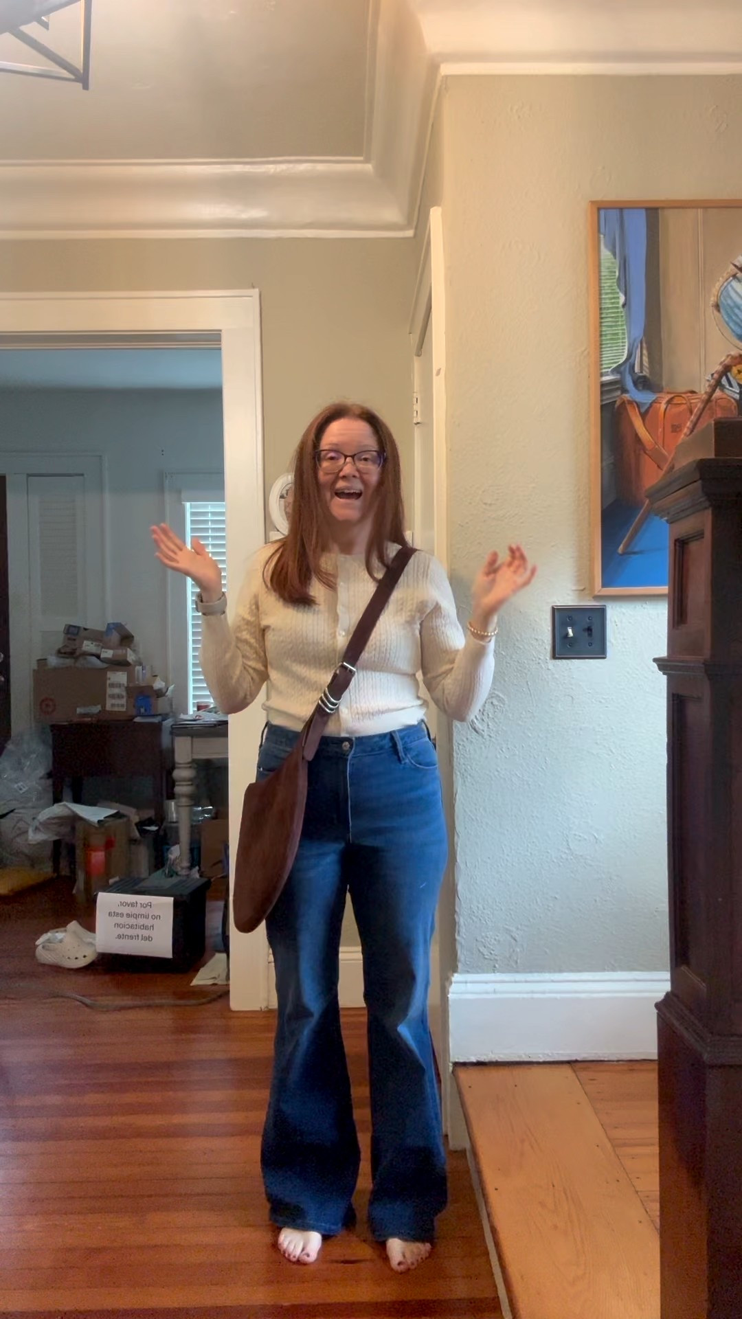 Fall staples at Old Navy.  High rise flare jean is soft stretchy and flattering.  Wearing a size 8 Regular length.  Sweater is a small petite. Both true to size 

#LTKMidsize #LTKPetite #LTKFindsUnder50