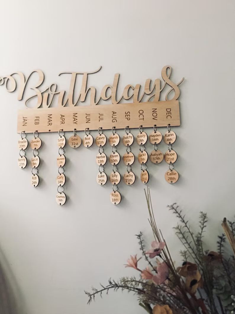 Personalised wooden birthday calendar | Birthday board | Family Birthdays | Mother's day gift | P... | Etsy (US)