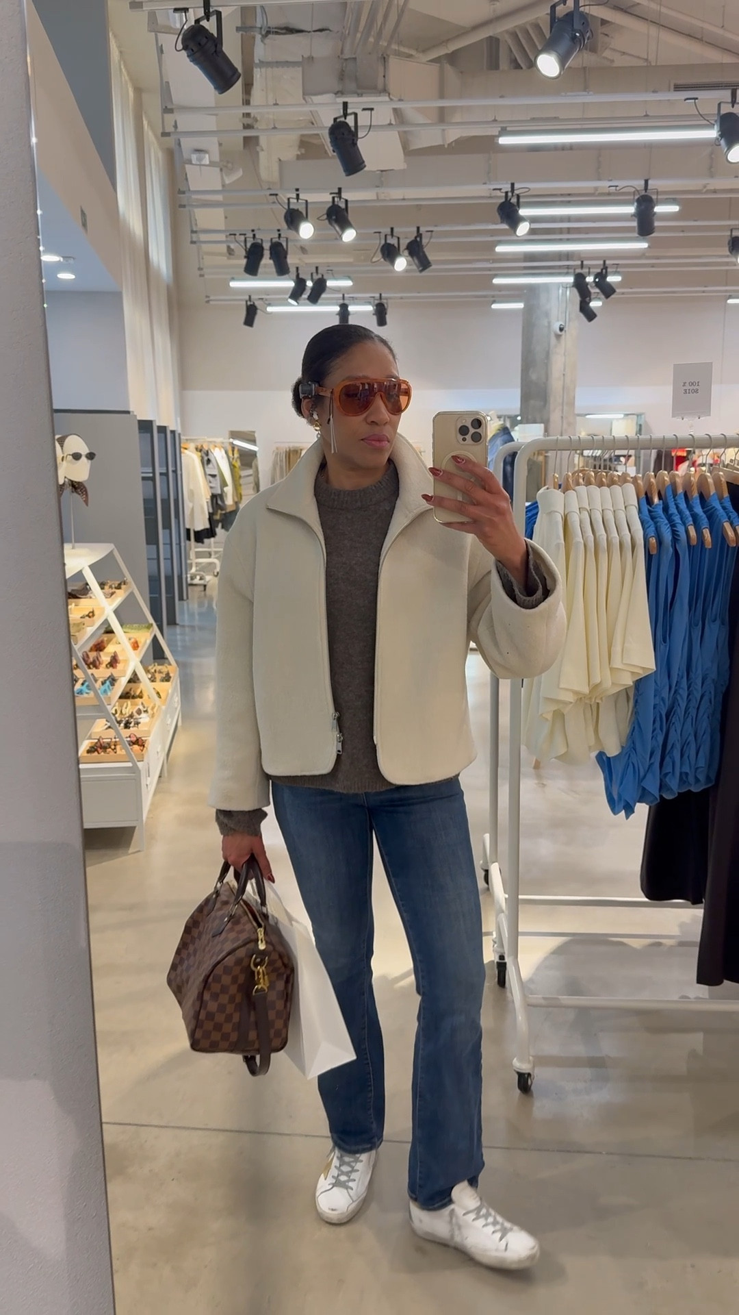 Outfit I wore yesterday. Denim jeans, sneakers, handbag, sunglasses, knitted jumper, wool jacket

#LTKOver40 #LTKootd #LTKSaleAlert
