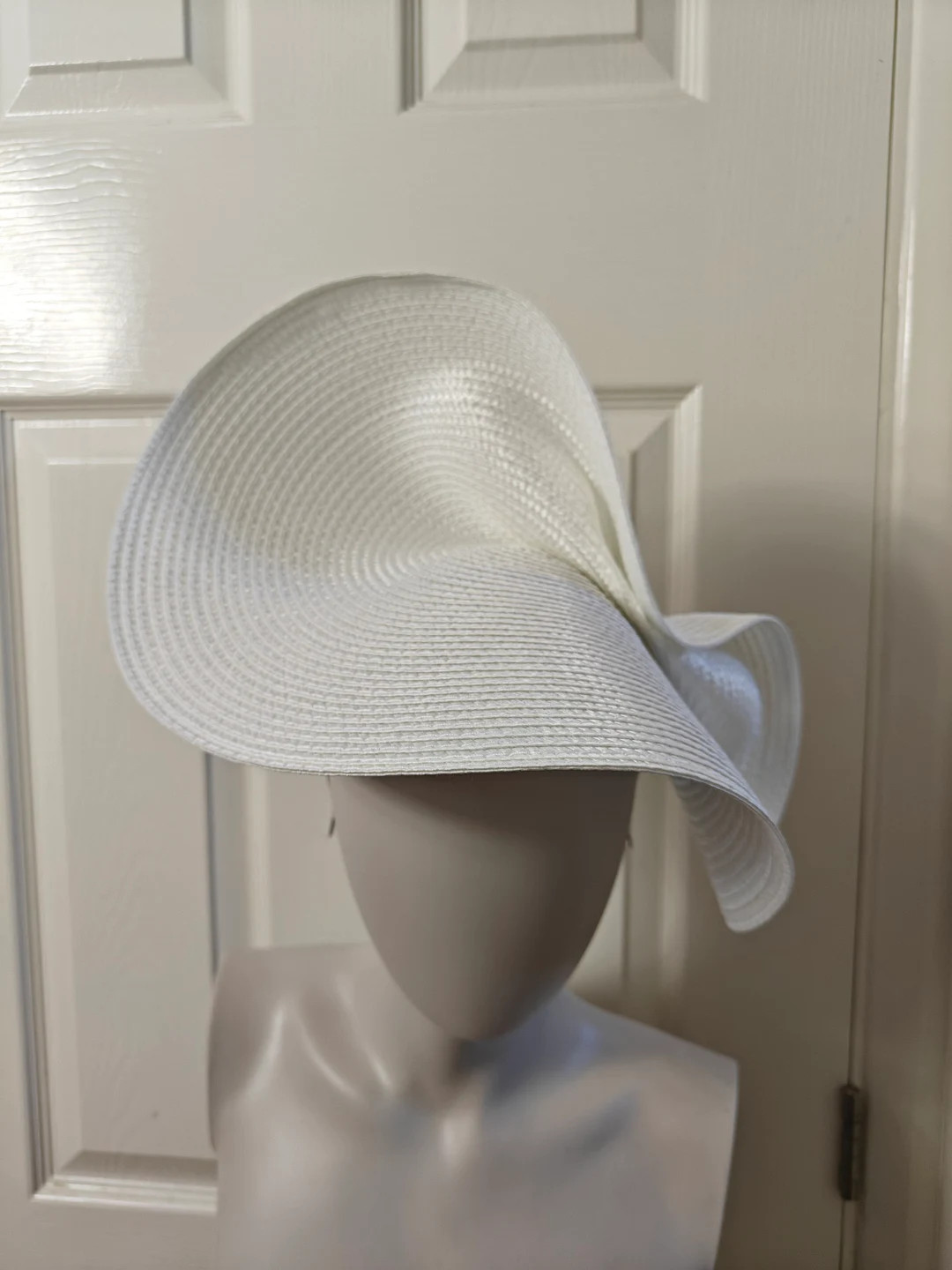 White Large Straw Fascinator Millinery Burlesque Wedding Hat on Headband Ascot Party Race Cosplay... | Etsy (US)