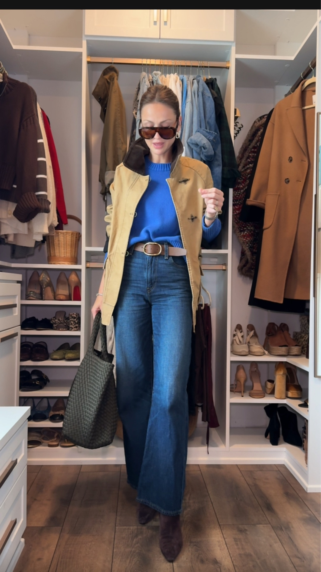 Barn jacket styling - so chic with the cobalt blue and brown. Linking similar options to this coat!! 
Small sweater 
26 in denim
Boots TTS
small jacket 
Lip oil- rosewood

#LTKSeasonal #LTKootd